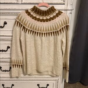 Cozy Cream and Brown Patterned Sweater